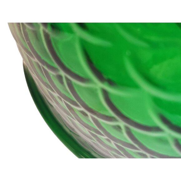 Vintage Green Glass Vase Fish Scale Pattern E.O. Brody Co. Cleveland Mid Century - Picture 5 of 9